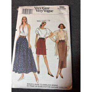 Vogue 9882 Sewing Pattern Skirt Size 8 10 12 Womens Uncut 80s